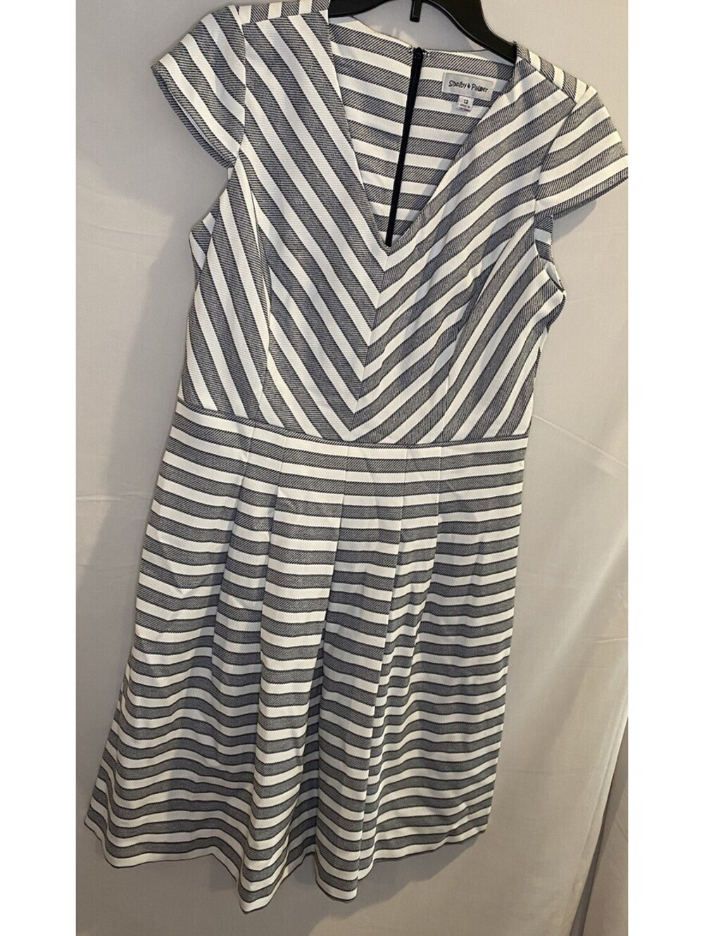 Nautical Stripe Size 12 Dress Navy White Cap Fit & Flare Shelby & Palmer Cruise